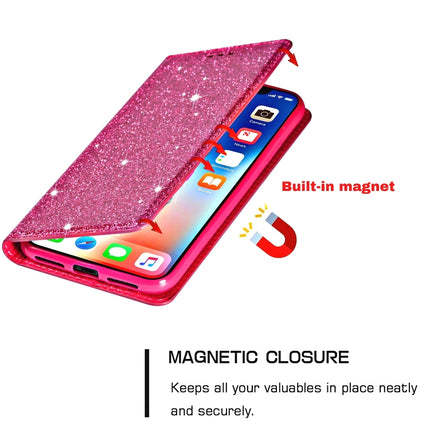 For iPhone 11 Pro Ultrathin Glitter Magnetic Horizontal Flip Leather Case with Holder & Card Slots(Rose Red)-garmade.com