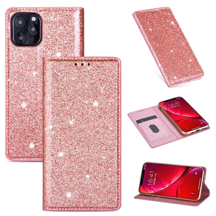 For iPhone 11 Pro Ultrathin Glitter Magnetic Horizontal Flip Leather Case with Holder & Card Slots(Rose Gold)-garmade.com