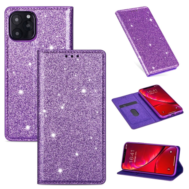 For iPhone 11 Pro Ultrathin Glitter Magnetic Horizontal Flip Leather Case with Holder & Card Slots(Purple)-garmade.com