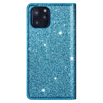 For iPhone 11 Pro Max Ultrathin Glitter Magnetic Horizontal Flip Leather Case with Holder & Card Slots(Sky Blue)-garmade.com