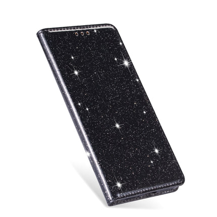 For iPhone X / XS Ultrathin Glitter Magnetic Horizontal Flip Leather Case with Holder & Card Slots(Black)-garmade.com