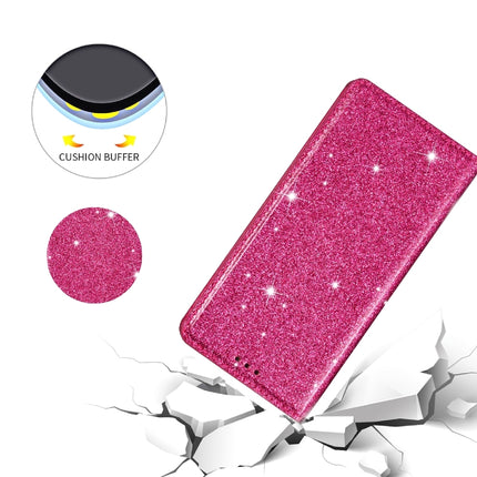 For iPhone X / XS Ultrathin Glitter Magnetic Horizontal Flip Leather Case with Holder & Card Slots(Rose Red)-garmade.com