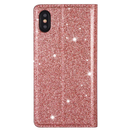 For iPhone X / XS Ultrathin Glitter Magnetic Horizontal Flip Leather Case with Holder & Card Slots(Rose Gold)-garmade.com