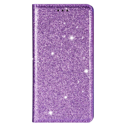 For iPhone X / XS Ultrathin Glitter Magnetic Horizontal Flip Leather Case with Holder & Card Slots(Purple)-garmade.com