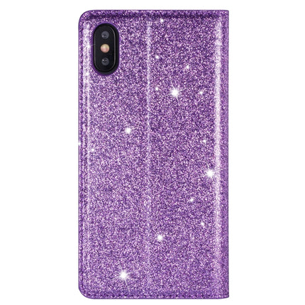 For iPhone X / XS Ultrathin Glitter Magnetic Horizontal Flip Leather Case with Holder & Card Slots(Purple)-garmade.com