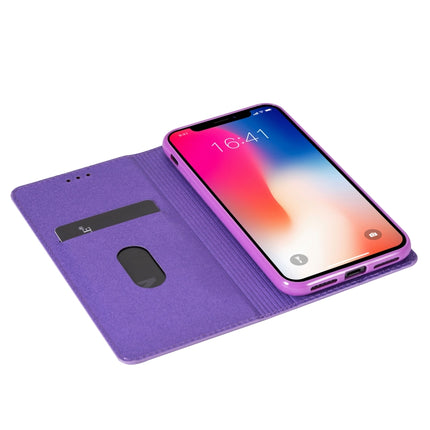 For iPhone X / XS Ultrathin Glitter Magnetic Horizontal Flip Leather Case with Holder & Card Slots(Purple)-garmade.com