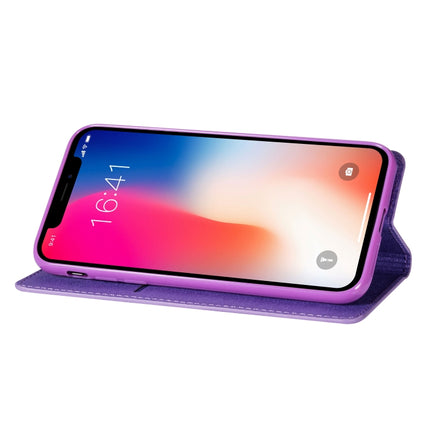 For iPhone X / XS Ultrathin Glitter Magnetic Horizontal Flip Leather Case with Holder & Card Slots(Purple)-garmade.com