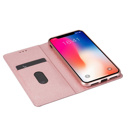For iPhone XS Max Ultrathin Glitter Magnetic Horizontal Flip Leather Case with Holder & Card Slots(Rose Gold)-garmade.com