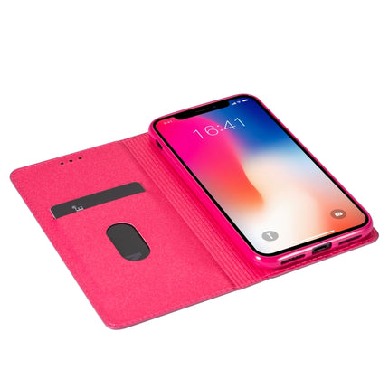 For iPhone XR Ultrathin Glitter Magnetic Horizontal Flip Leather Case with Holder & Card Slots(Rose Red)-garmade.com
