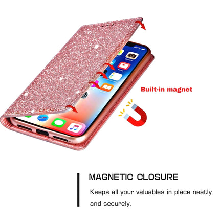 For iPhone XR Ultrathin Glitter Magnetic Horizontal Flip Leather Case with Holder & Card Slots(Rose Gold)-garmade.com