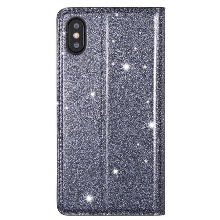 For iPhone XR Ultrathin Glitter Magnetic Horizontal Flip Leather Case with Holder & Card Slots(Grey)-garmade.com