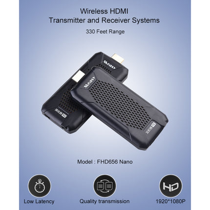 Measy FHD656 Nano 1080P HDMI 1.4 HD Wireless Audio Video Double Mini Transmitter Receiver Extender Transmission System, Transmission Distance: 100m, US Plug-garmade.com