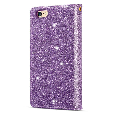 For iPhone 6 Plus / 6s Plus Multi-card Slots Starry Sky Laser Carving Glitter Zipper Horizontal Flip Leather Case with Holder & Wallet & Lanyard(Purple)-garmade.com
