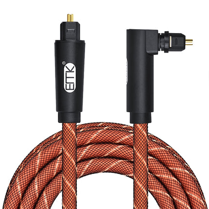 EMK 90 Degree Swivel Adjustable Right Angled 360 Degrees Rotatable Pulg Nylon Woven Mesh Optical Audio Cable, Cable Length:1m(Orange)-garmade.com