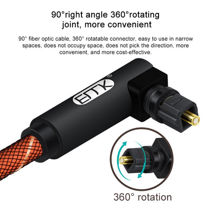 EMK 90 Degree Swivel Adjustable Right Angled 360 Degrees Rotatable Pulg Nylon Woven Mesh Optical Audio Cable, Cable Length:1m(Orange)-garmade.com