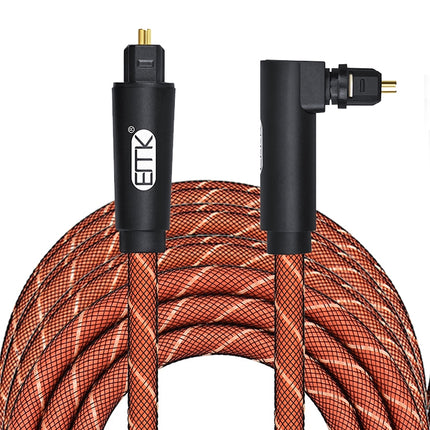 EMK 90 Degree Swivel Adjustable Right Angled 360 Degrees Rotatable Pulg Nylon Woven Mesh Optical Audio Cable, Cable Length:5m(Orange)-garmade.com