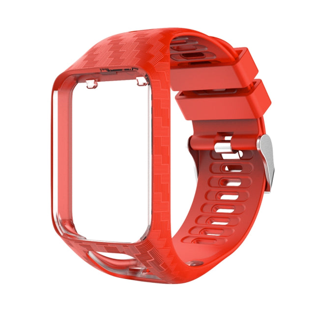 For Tomtom 2 / 3 Radium Carving Texture Replacement Strap Watchband(Red)-garmade.com