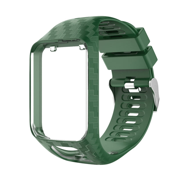 For Tomtom 2 / 3 Radium Carving Texture Replacement Strap Watchband(Army Green)-garmade.com