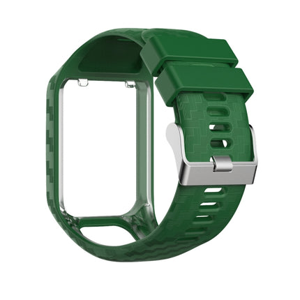 For Tomtom 2 / 3 Radium Carving Texture Replacement Strap Watchband(Army Green)-garmade.com