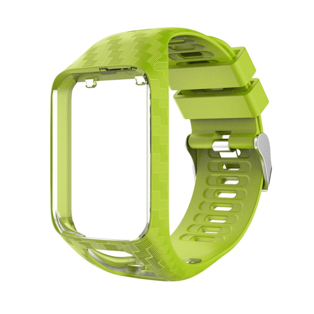 For Tomtom 2 / 3 Radium Carving Texture Replacement Strap Watchband(Lime Green)-garmade.com