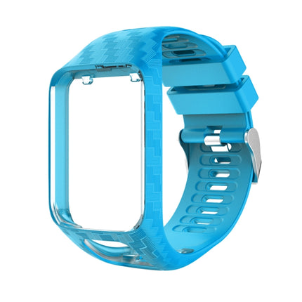 For Tomtom 2 / 3 Radium Carving Texture Replacement Strap Watchband(Sky Blue)-garmade.com