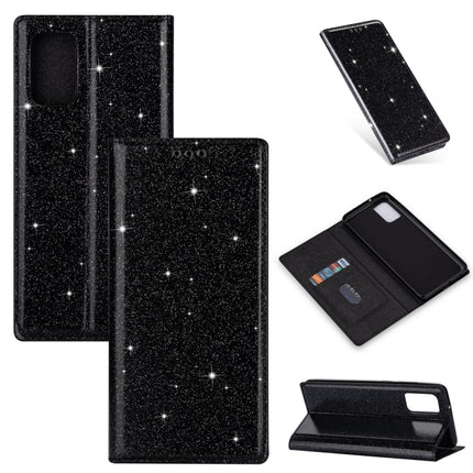 For Samsung Galaxy S20 Ultrathin Glitter Magnetic Horizontal Flip Leather Case with Holder & Card Slots(Black)-garmade.com