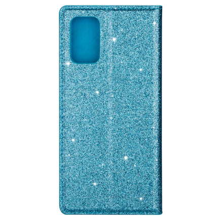 For Samsung Galaxy S20+ Ultrathin Glitter Magnetic Horizontal Flip Leather Case with Holder & Card Slots(Sky Blue)-garmade.com
