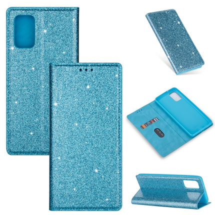 For Samsung Galaxy S20 Ultra Ultrathin Glitter Magnetic Horizontal Flip Leather Case with Holder & Card Slots(Sky Blue)-garmade.com