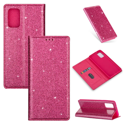 For Samsung Galaxy S20 Ultra Ultrathin Glitter Magnetic Horizontal Flip Leather Case with Holder & Card Slots(Rose Red)-garmade.com