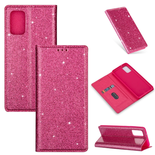 For Samsung Galaxy S20 Ultra Ultrathin Glitter Magnetic Horizontal Flip Leather Case with Holder & Card Slots(Rose Red)-garmade.com