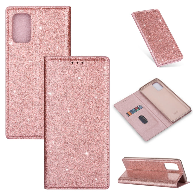 For Samsung Galaxy S20 Ultra Ultrathin Glitter Magnetic Horizontal Flip Leather Case with Holder & Card Slots(Rose Gold)-garmade.com