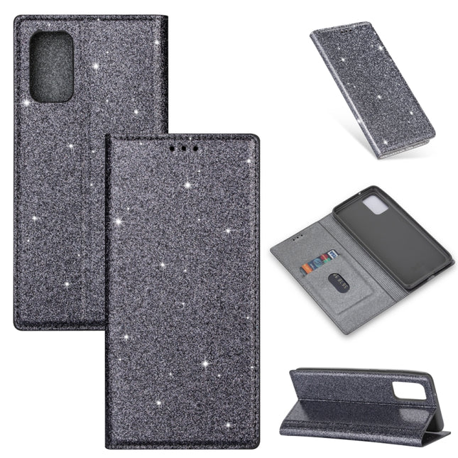 For Samsung Galaxy S20 Ultra Ultrathin Glitter Magnetic Horizontal Flip Leather Case with Holder & Card Slots(Gray)-garmade.com
