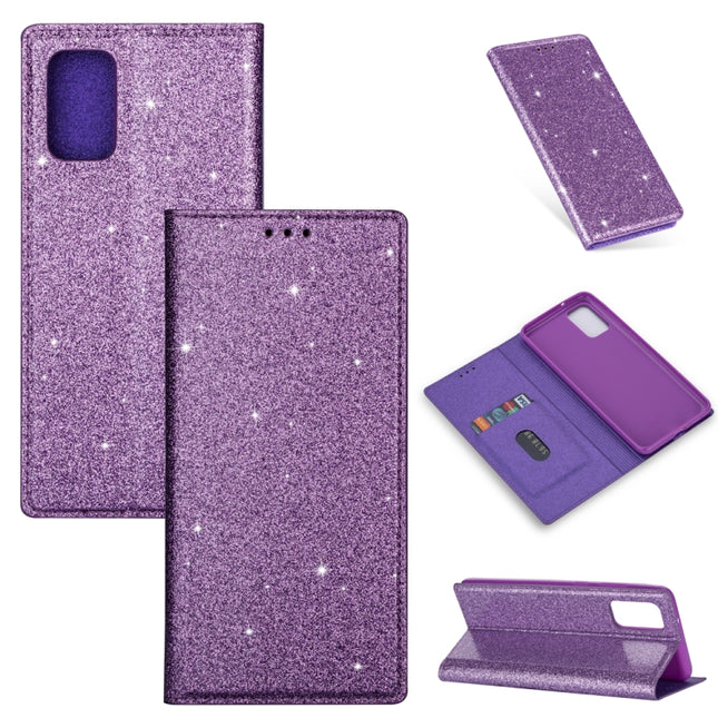 For Samsung Galaxy S20 Ultra Ultrathin Glitter Magnetic Horizontal Flip Leather Case with Holder & Card Slots(Purple)-garmade.com