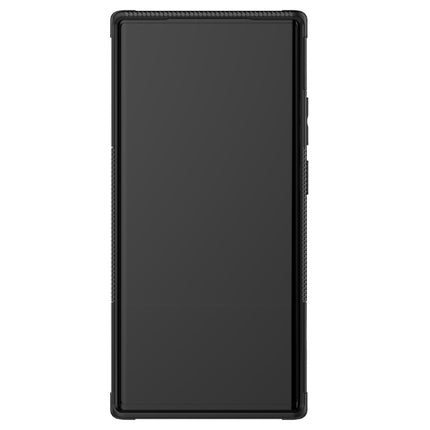 For Samsung Galaxy Note20 Ultra Tire Texture Shockproof TPU + PC Protective Case with Holder(Black)-garmade.com