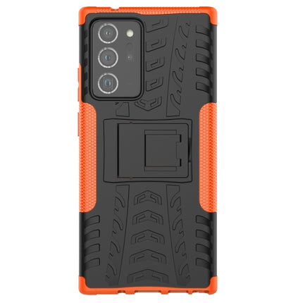 For Samsung Galaxy Note20 Ultra Tire Texture Shockproof TPU + PC Protective Case with Holder(Orange)-garmade.com