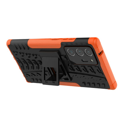 For Samsung Galaxy Note20 Ultra Tire Texture Shockproof TPU + PC Protective Case with Holder(Orange)-garmade.com