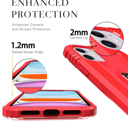 For iPhone 12 mini Carbon Fiber Protective Case with 360 Degree Rotating Ring Holder(Red)-garmade.com