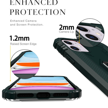 For iPhone 12 mini Carbon Fiber Protective Case with 360 Degree Rotating Ring Holder(Green)-garmade.com