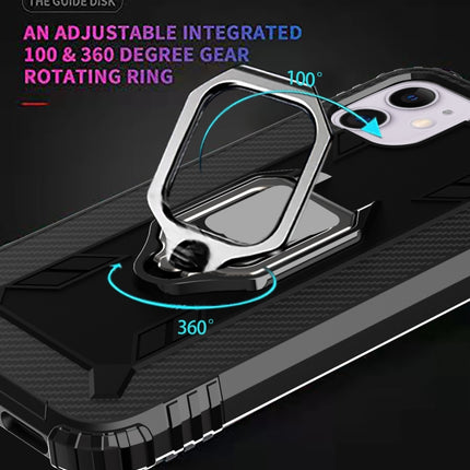 For iPhone 12 mini Carbon Fiber Protective Case with 360 Degree Rotating Ring Holder(Black)-garmade.com