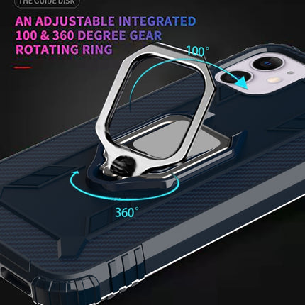 For iPhone 12 / 12 Pro Carbon Fiber Protective Case with 360 Degree Rotating Ring Holder(Blue)-garmade.com