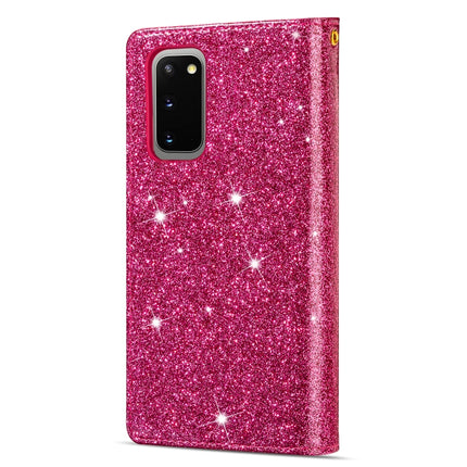For Samsung Galaxy S20 Multi-card Slots Starry Sky Laser Carving Glitter Zipper Horizontal Flip Leather Case with Holder & Wallet & Lanyard(Rose Red)-garmade.com