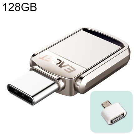 EAGET 128G USB 3.1 + Type-C / USB-C Interface Metal Twister Flash U Disk, with Micro USB OTG Adapter-garmade.com