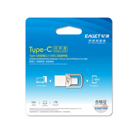 EAGET 64GB USB 3.1 + USB-C Interface Metal Twister Flash U Disk, with Micro USB Adapter & Lanyard-garmade.com