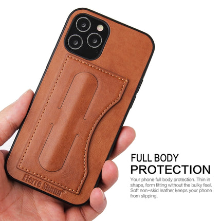 For iPhone 12 mini Fierre Shann Full Coverage Protective Leather Case with Holder & Card Slot(Brown)-garmade.com