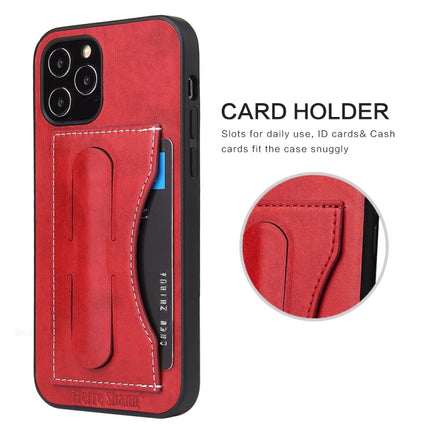 For iPhone 12 mini Fierre Shann Full Coverage Protective Leather Case with Holder & Card Slot(Red)-garmade.com
