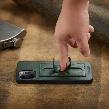 For iPhone 12 mini Fierre Shann Full Coverage Protective Leather Case with Holder & Card Slot(Green)-garmade.com