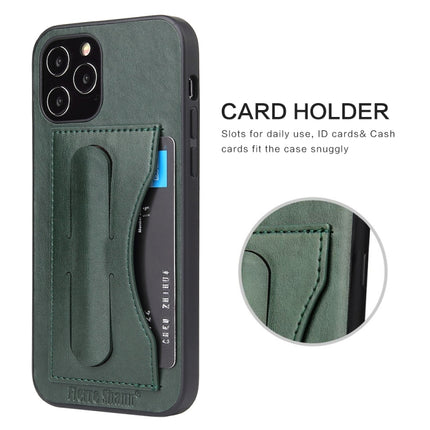 For iPhone 12 mini Fierre Shann Full Coverage Protective Leather Case with Holder & Card Slot(Green)-garmade.com