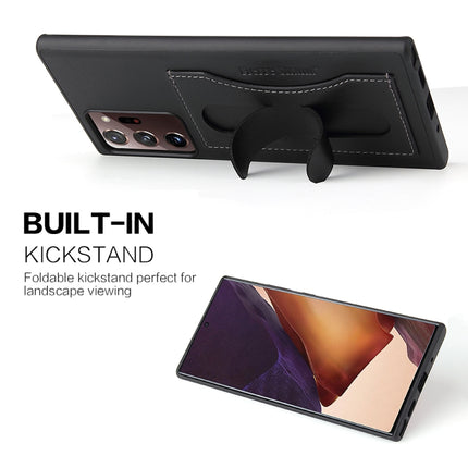 For Samsung Galaxy Note20 Fierre Shann Full Coverage Protective Leather Case with Holder & Card Slot(Black)-garmade.com