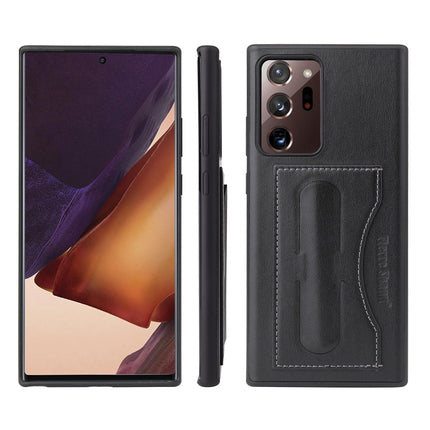 For Samsung Galaxy Note20 Ultra Fierre Shann Full Coverage Protective Leather Case with Holder & Card Slot(Black)-garmade.com