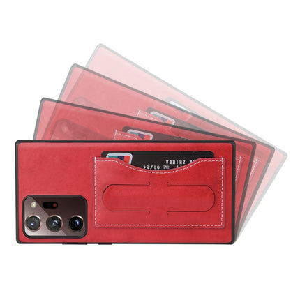 For Samsung Galaxy Note20 Ultra Fierre Shann Full Coverage Protective Leather Case with Holder & Card Slot(Red)-garmade.com